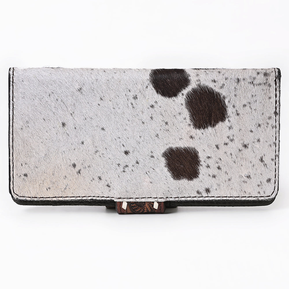 Ohlay Coin Purse Hand Tooled Hair-On Genuine Leather