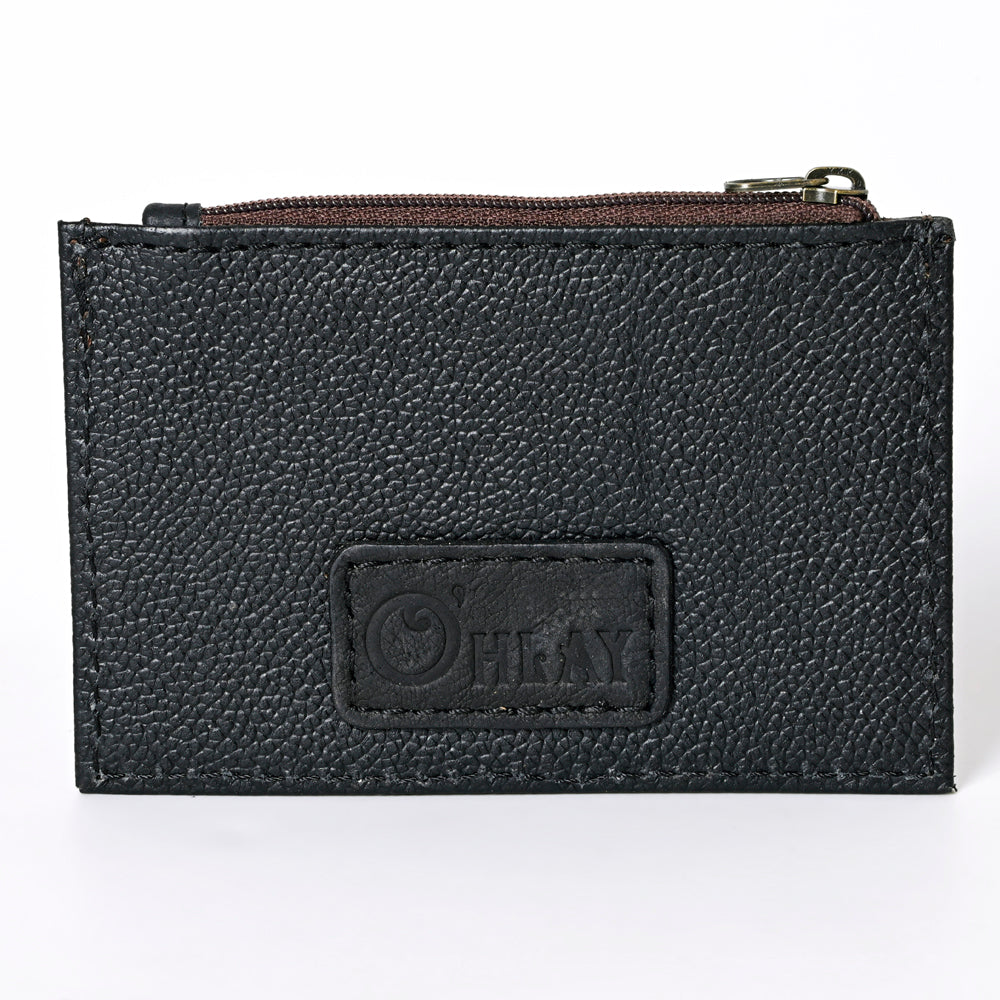 Ohlay Coin Purse Hand Tooled Hair-On Genuine Leather