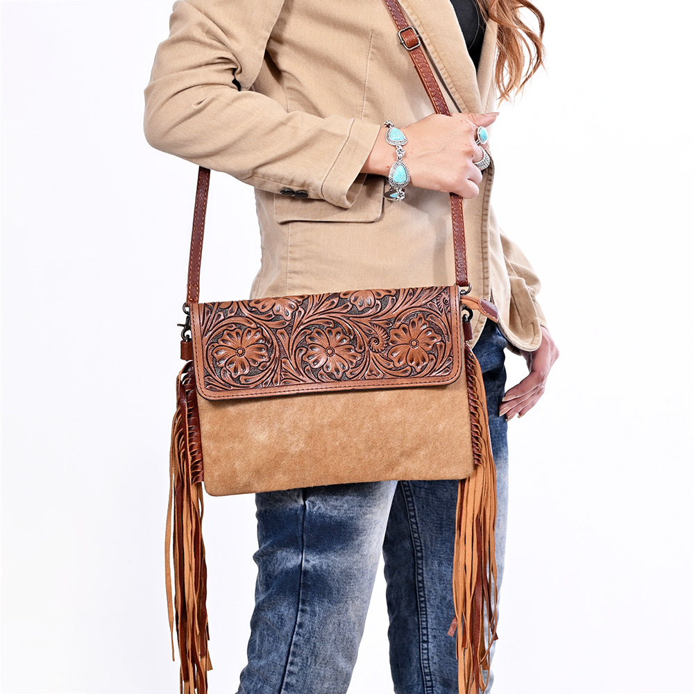 OHLAY Wallet Hand Tooled Hair-On Genuine Leather Women Bag Western Handbag Purse | Womens Handbags |Leather Belt for Summer