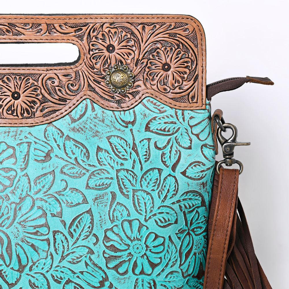 OHLAY Hand-Tooled Embossed Genuine Leather Clutch