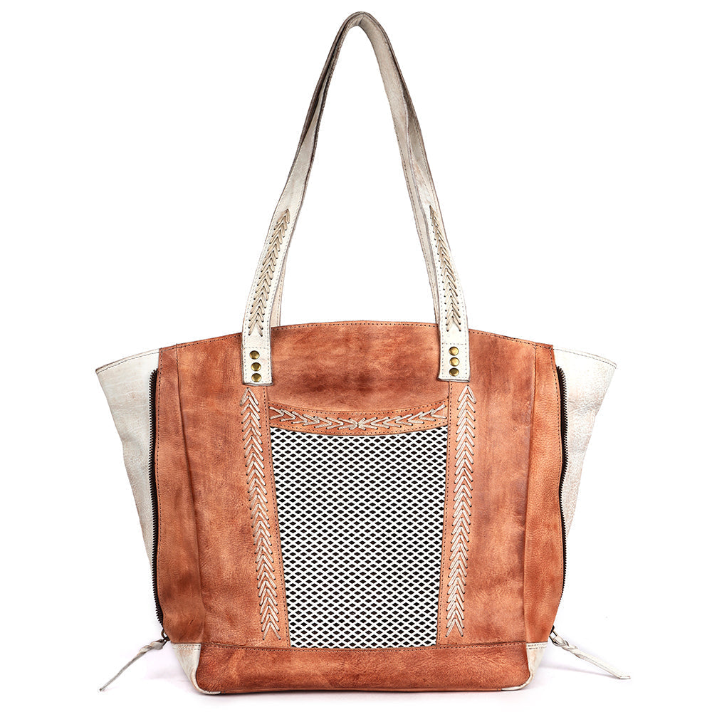 Never Mind Tote Vintage Handmade Genuine Cowhide Leather