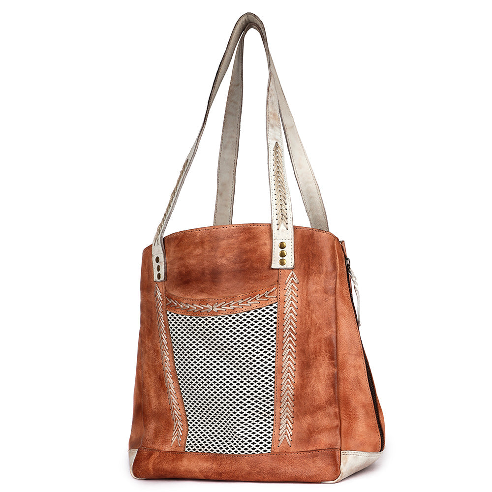 Never Mind Tote Vintage Handmade Genuine Cowhide Leather