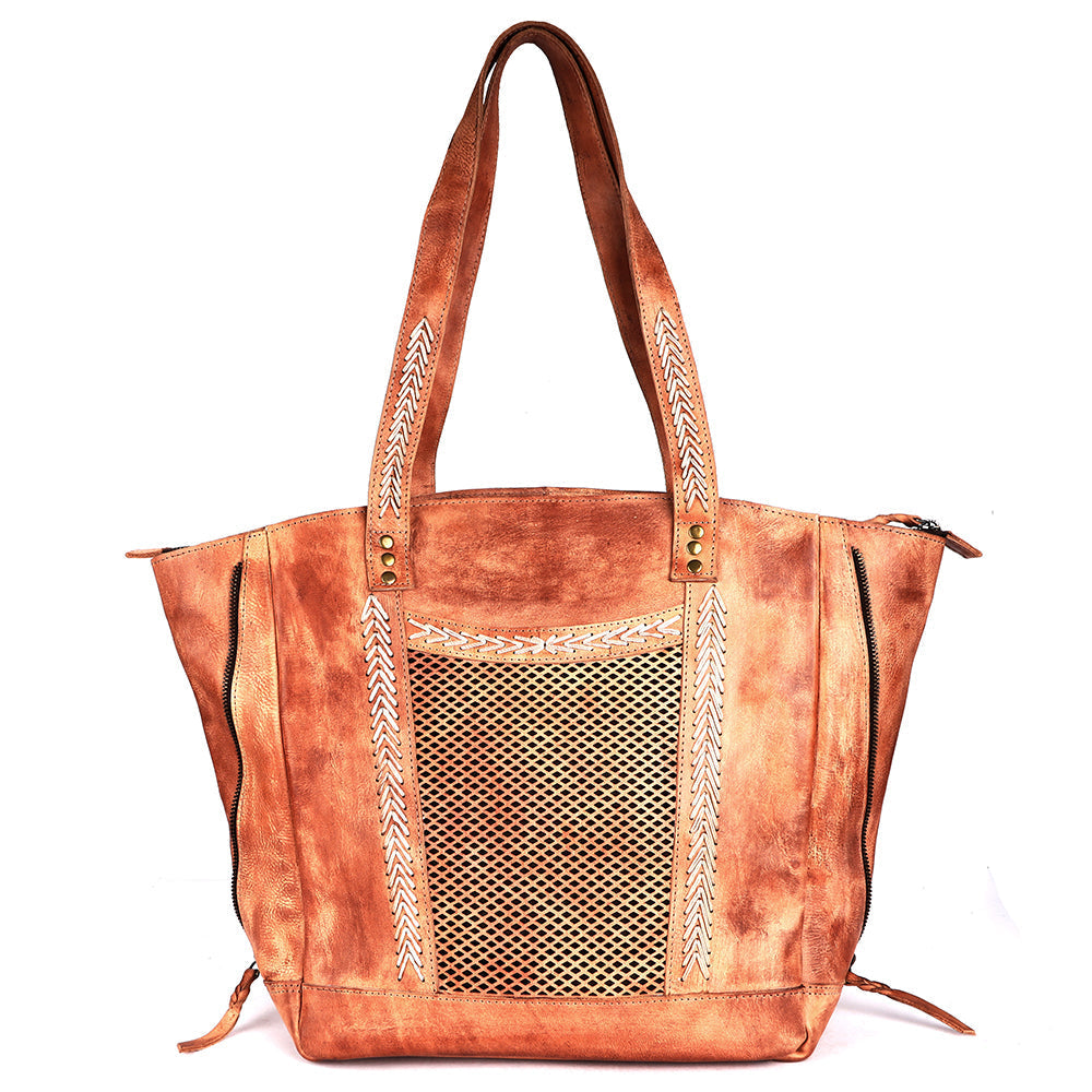 Never Mind Tote Vintage Handmade Genuine Cowhide Leather