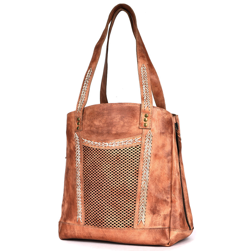 Never Mind Tote Vintage Handmade Genuine Cowhide Leather