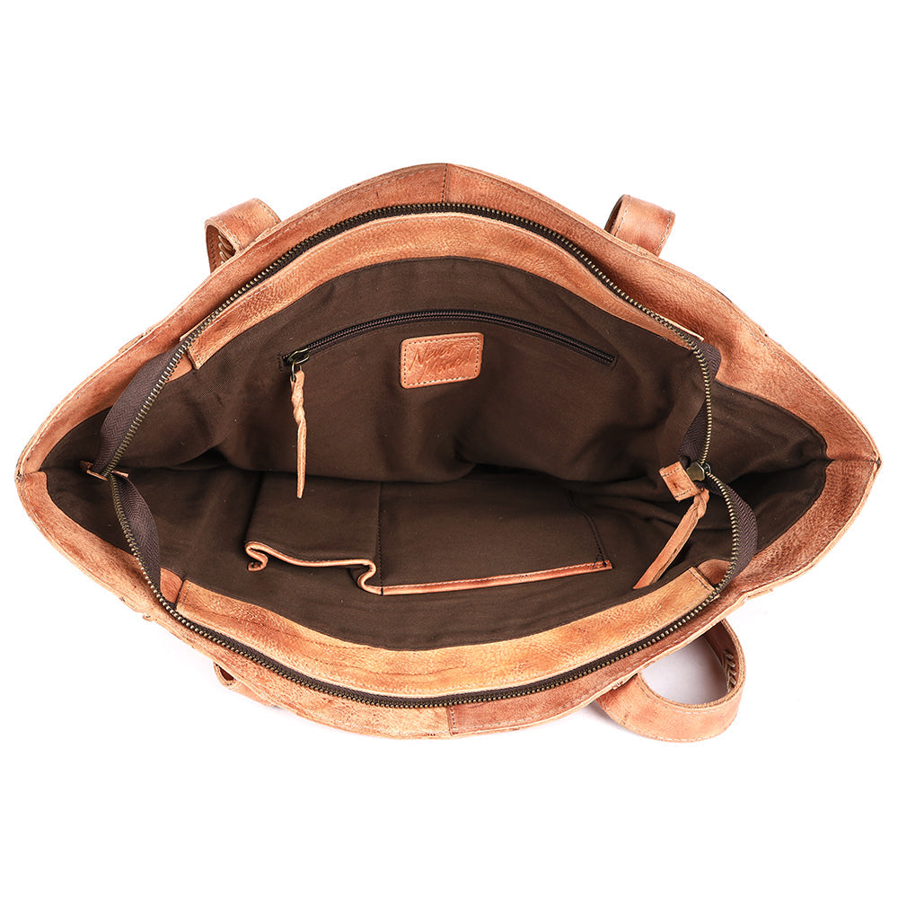 Never Mind Tote Vintage Handmade Genuine Cowhide Leather