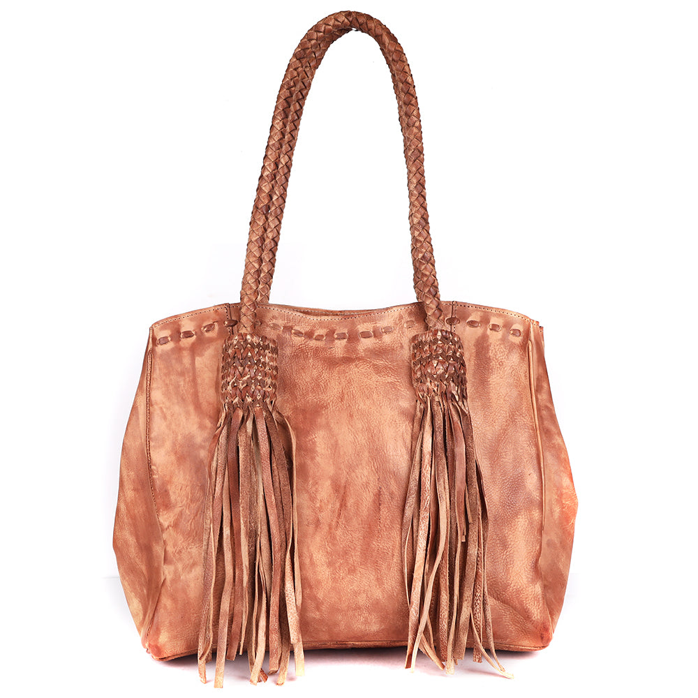 Never Mind Tote Vintage Handmade Genuine Cowhide Leather
