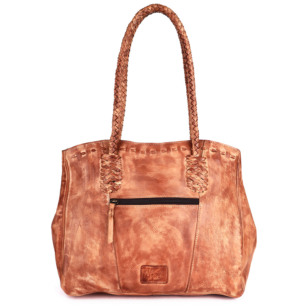 Never Mind Tote Vintage Handmade Genuine Cowhide Leather