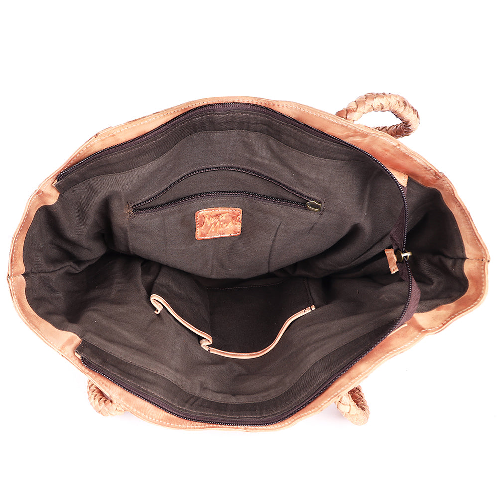 Never Mind Tote Vintage Handmade Genuine Cowhide Leather