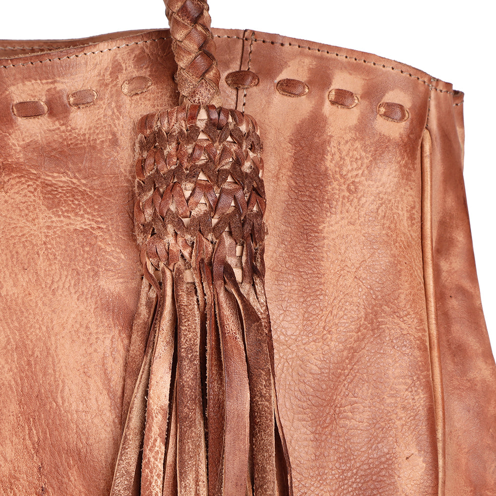 Never Mind Tote Vintage Handmade Genuine Cowhide Leather