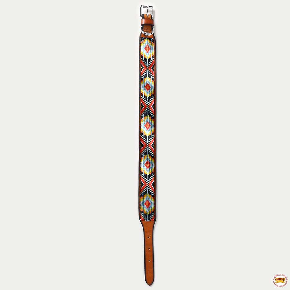 Hilason Western Style Heavy Duty Beaded American Leather Pet Dog Collar