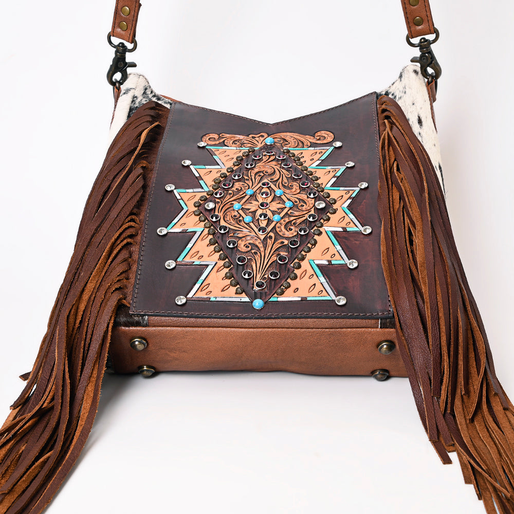 American Darling Hand-Tooled Hair-On Leather Hobo Bag