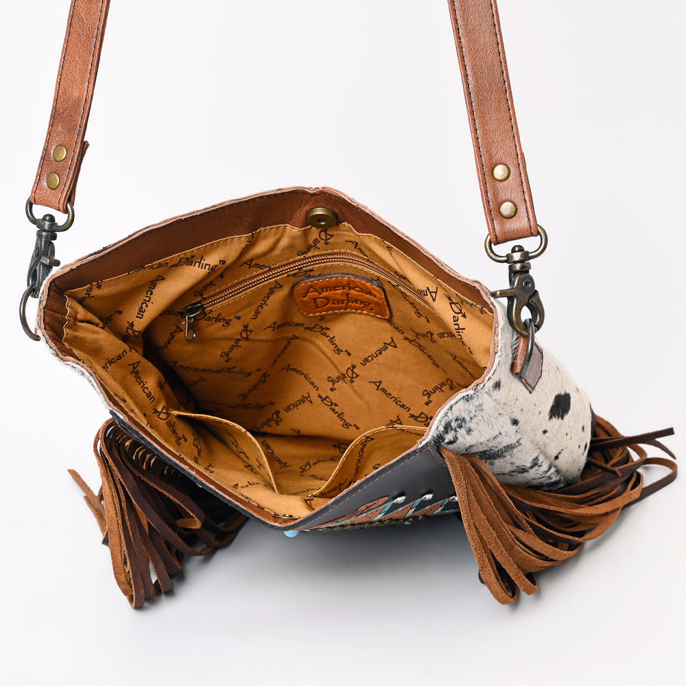 American Darling Hand-Tooled Hair-On Leather Hobo Bag