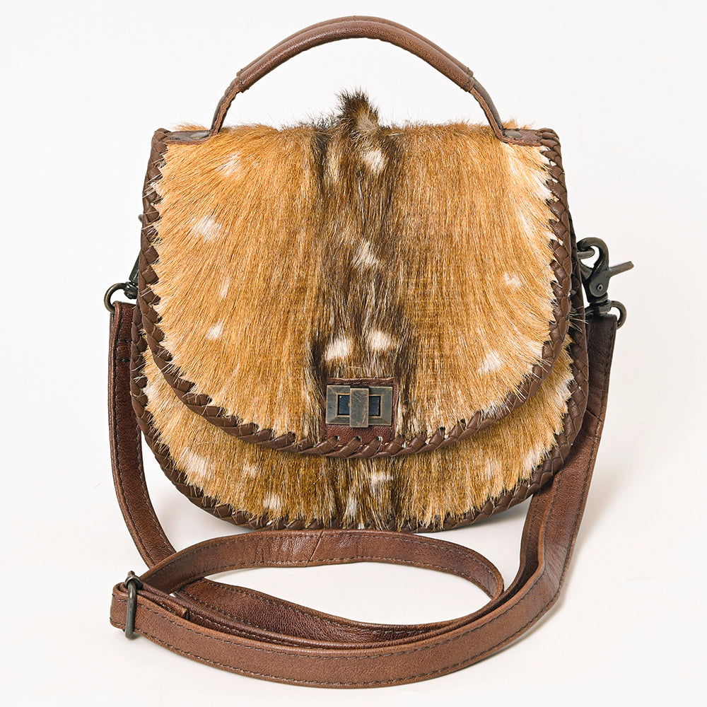 American Darling Hair-On Cowhide Genuine Leather Western Crossbody Bag with Adjustable Strap 7in (H) X 12in (W) X 2in (D)