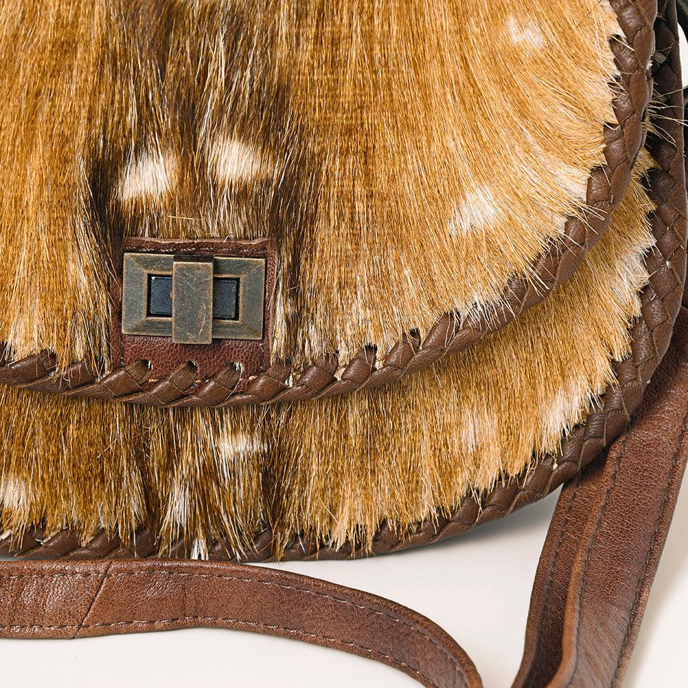 American Darling Hand-Tooled Hair-On Genuine Leather Bag