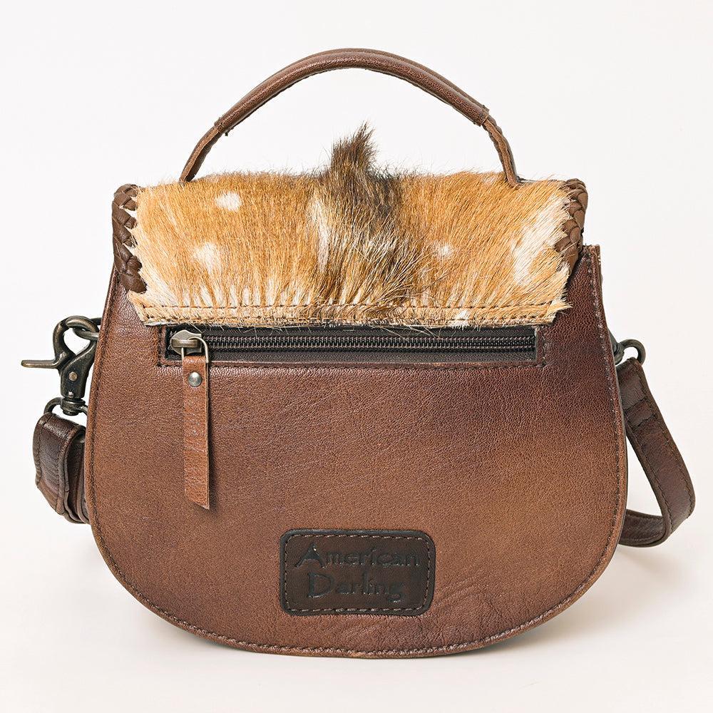 American Darling Hand-Tooled Hair-On Genuine Leather Bag