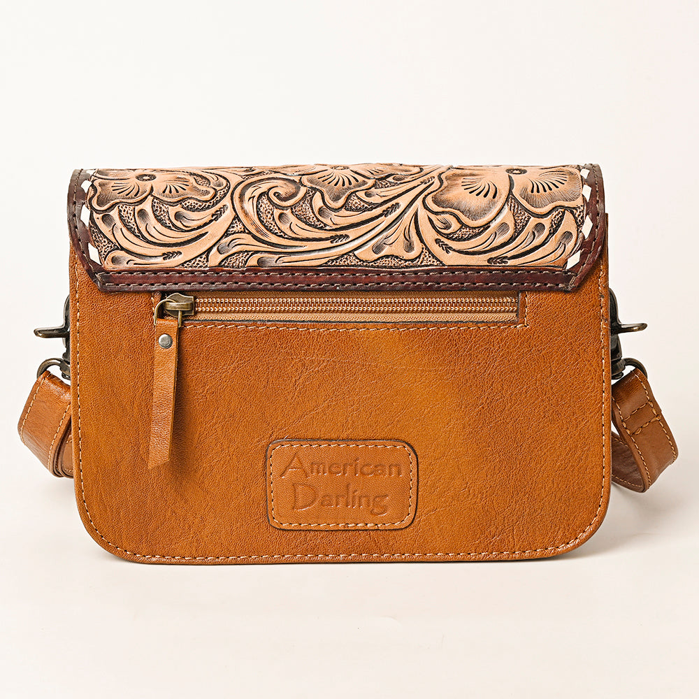 American Darling Hair-On Cowhide Genuine Leather Western Crossbody Bag with Interior Pockets 6in (H) X 9in (W) X 2.5in (D)