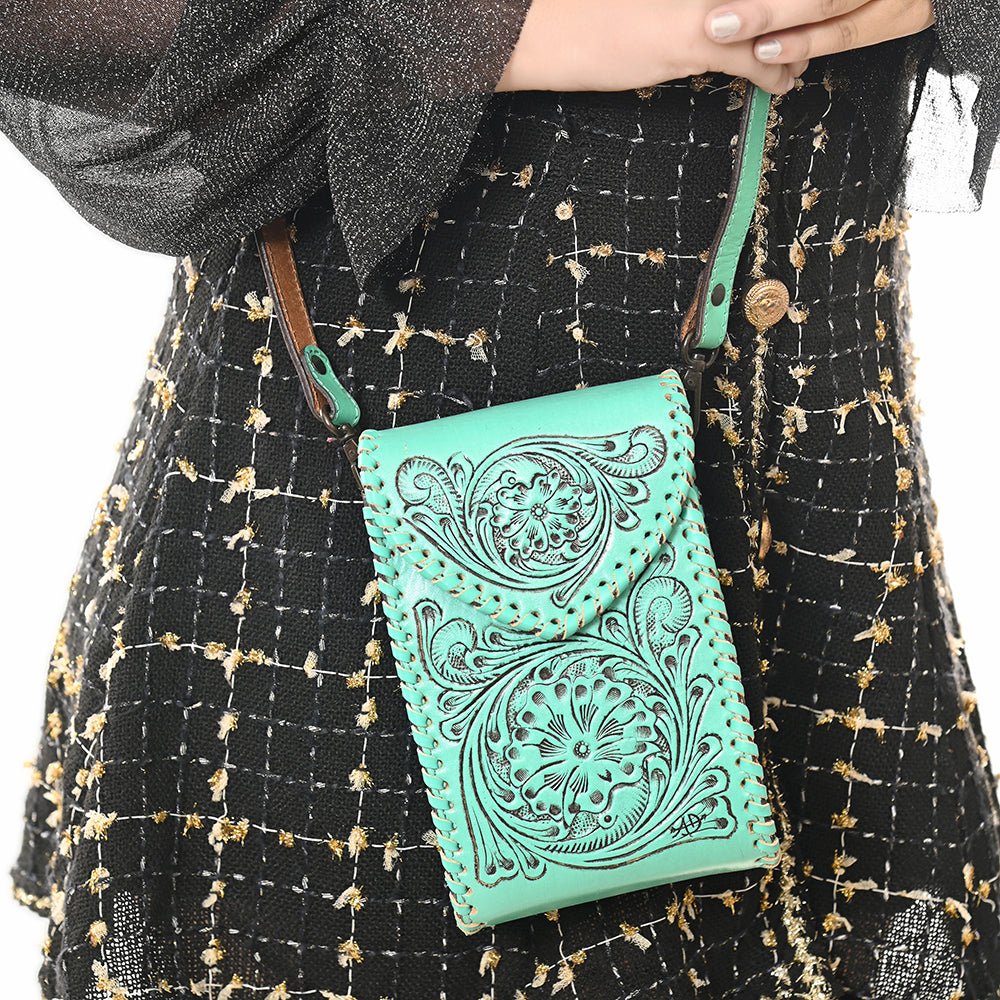 American Darling Cell Phone Holder Hand Tooled Genuine Leather