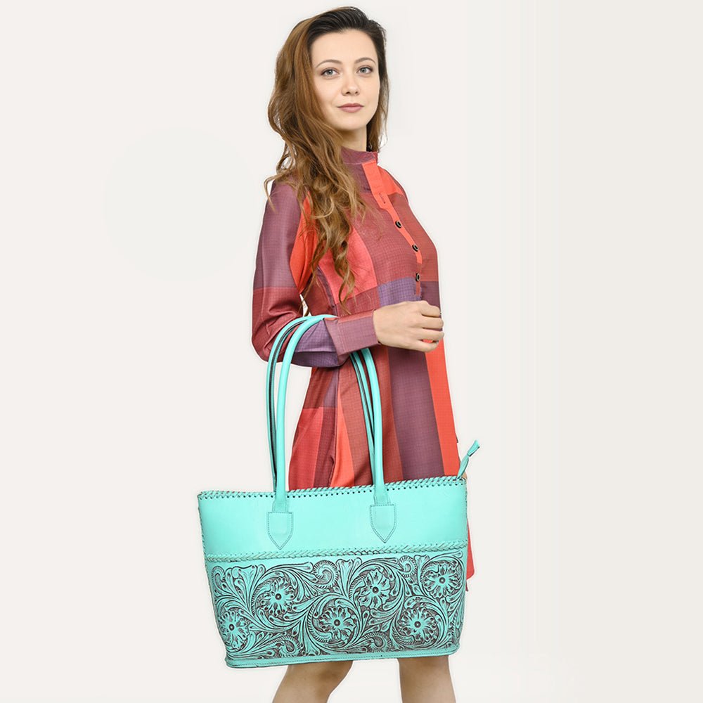 American Darling Tote Hand Tooled Genuine Leather