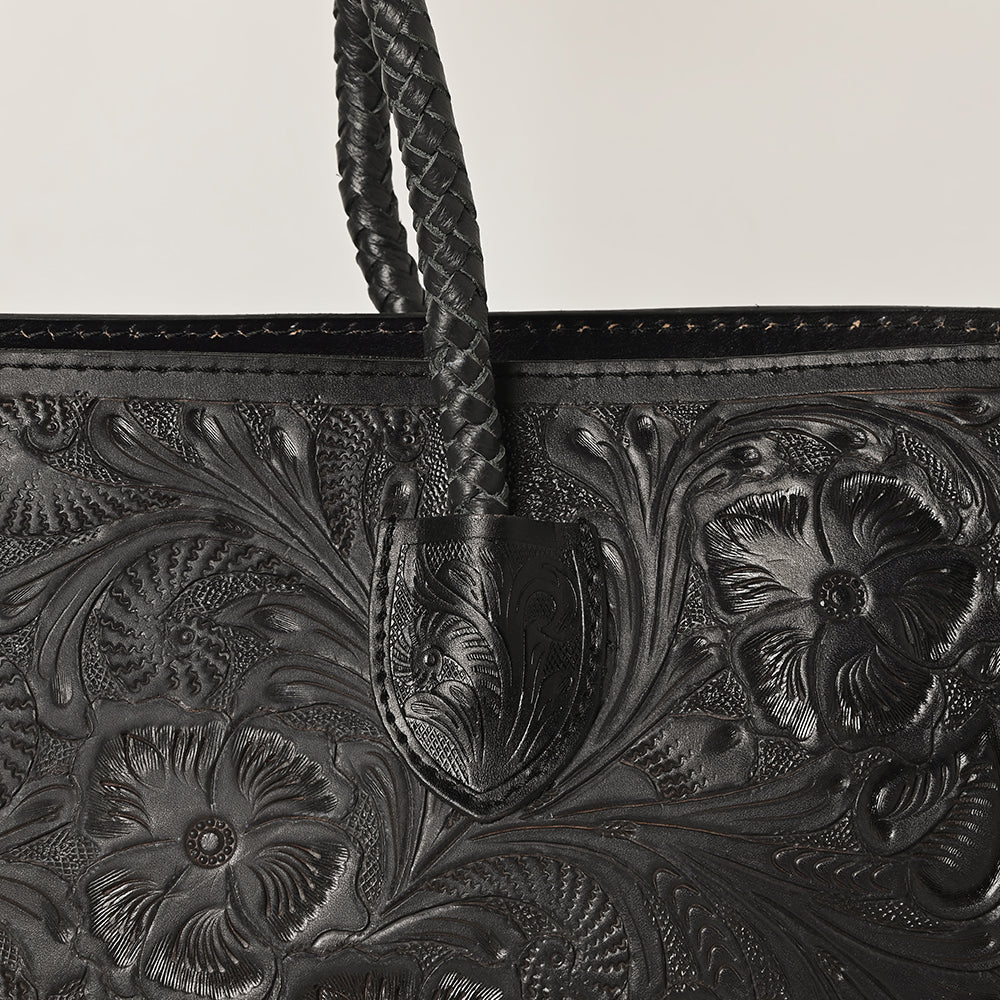 Ohlay Tote Hand Tooled Genuine Leather