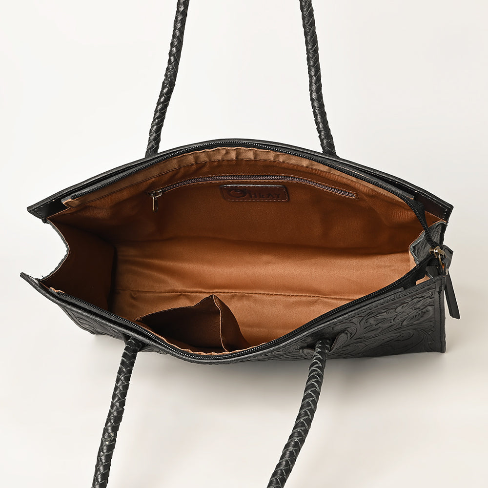 Ohlay Tote Hand Tooled Genuine Leather