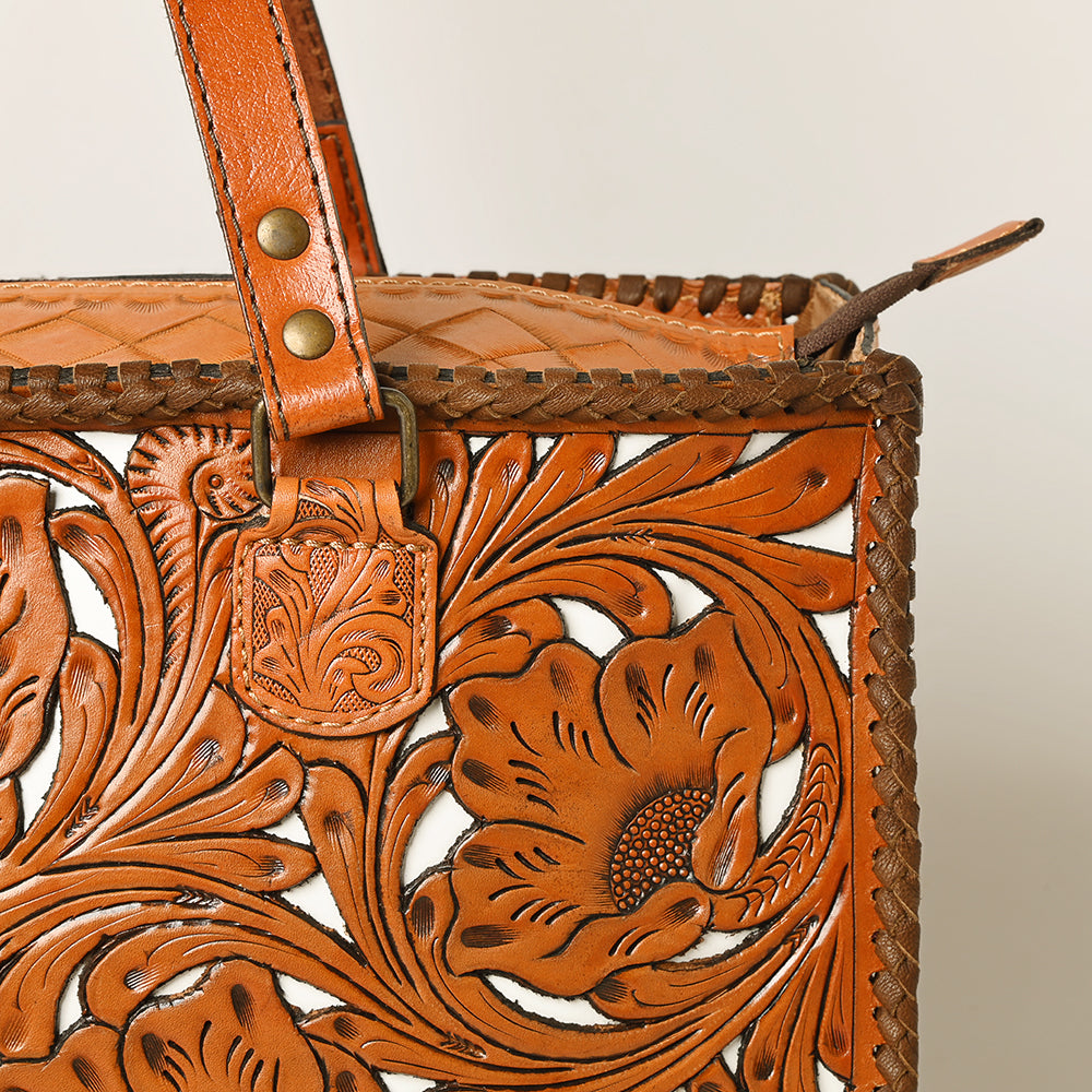 Ohlay Tote Hand Tooled Genuine Leather
