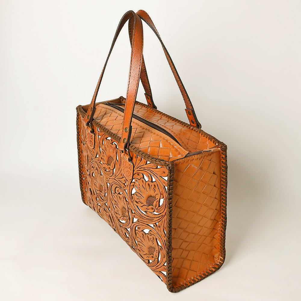 Ohlay Tote Hand Tooled Genuine Leather
