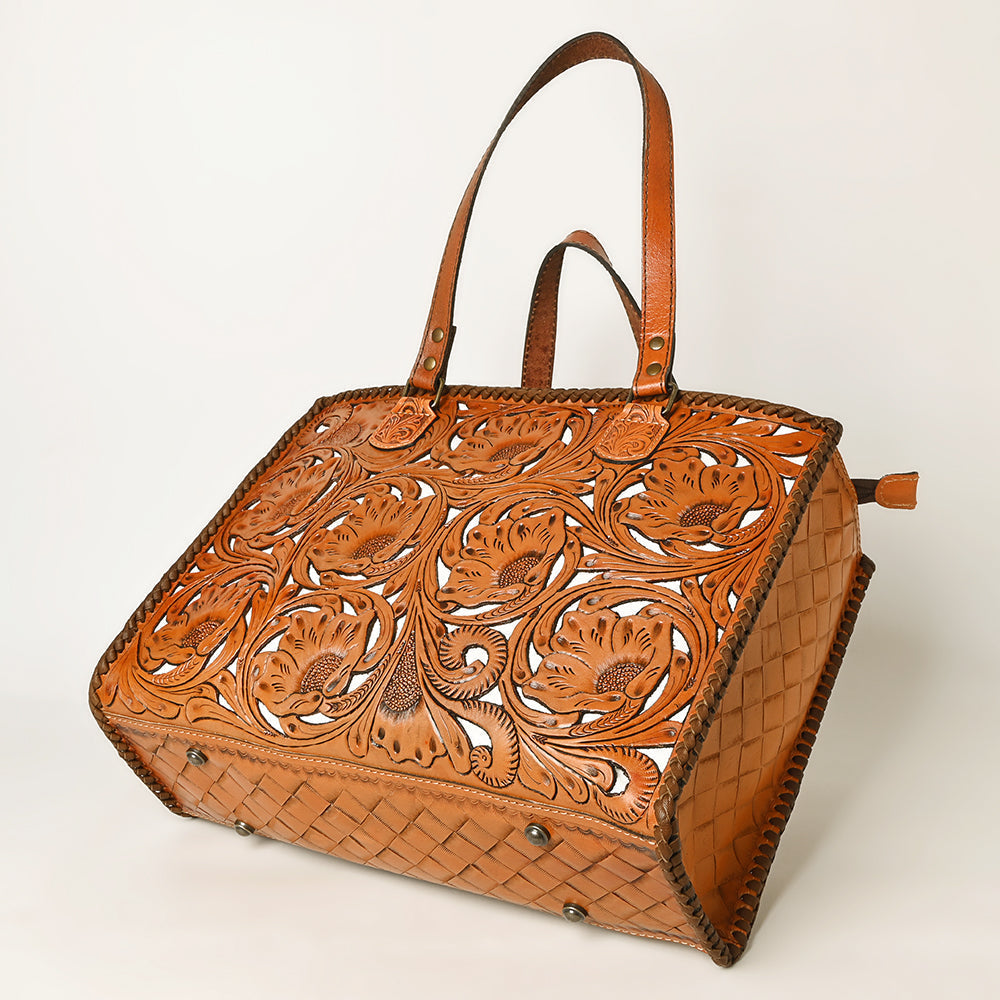 Ohlay Tote Hand Tooled Genuine Leather