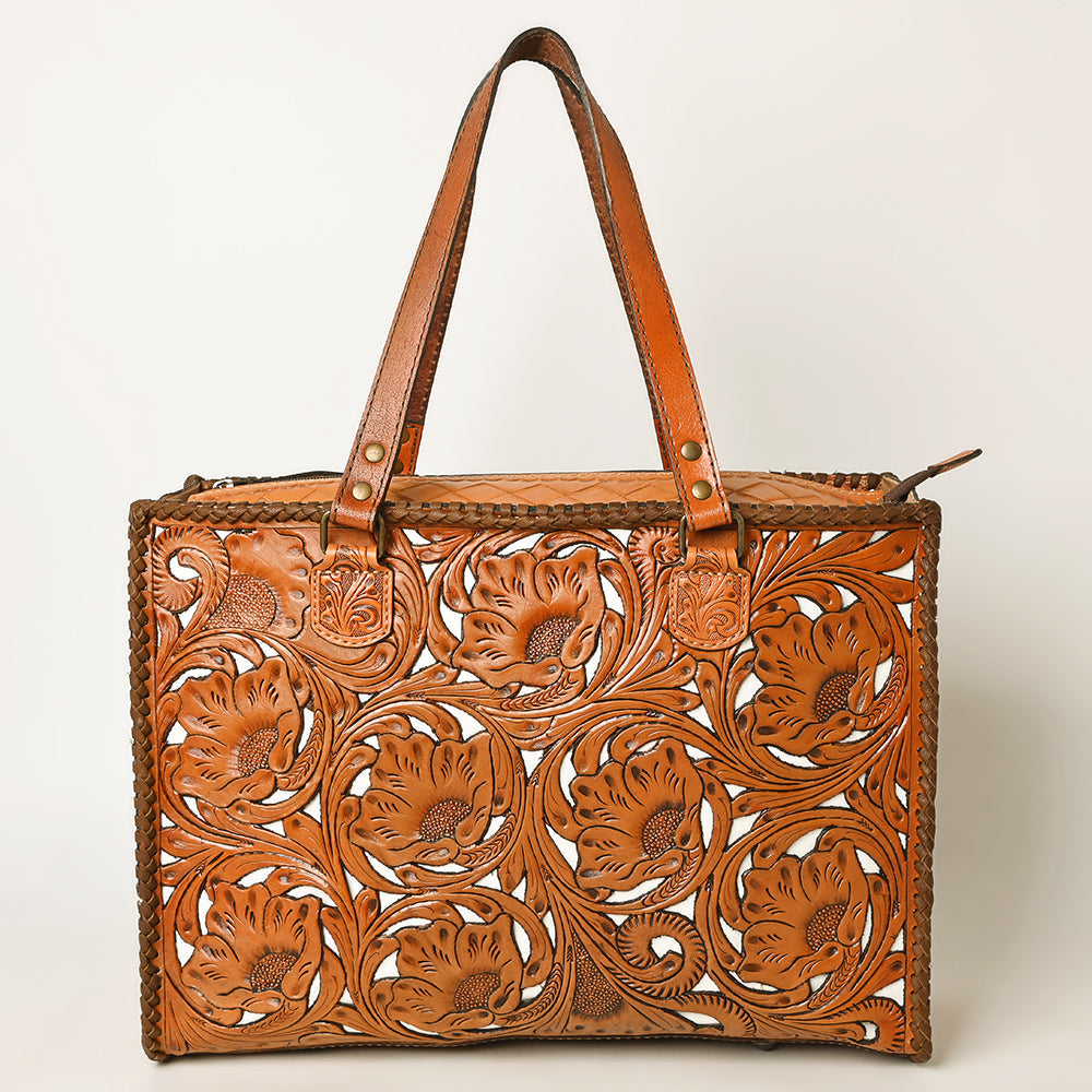 Ohlay Tote Hand Tooled Genuine Leather
