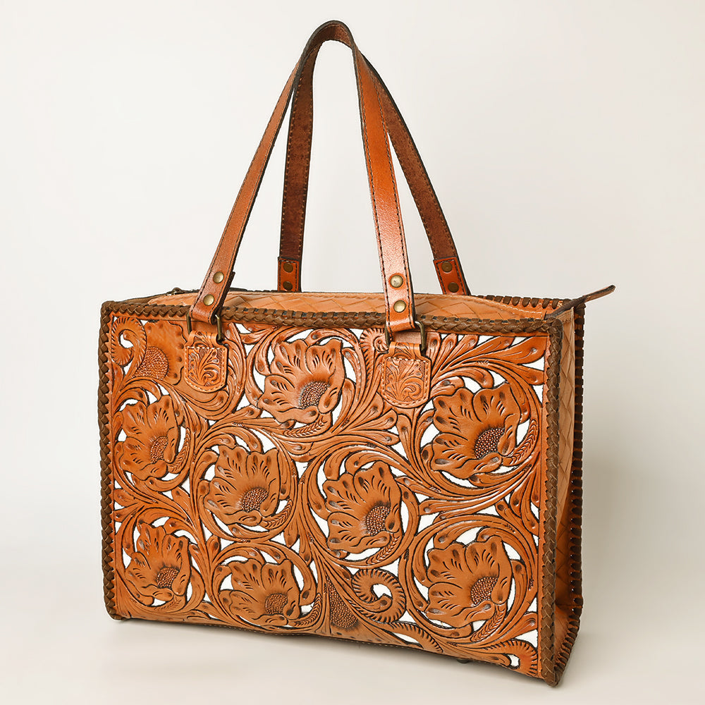 Ohlay Tote Hand Tooled Genuine Leather