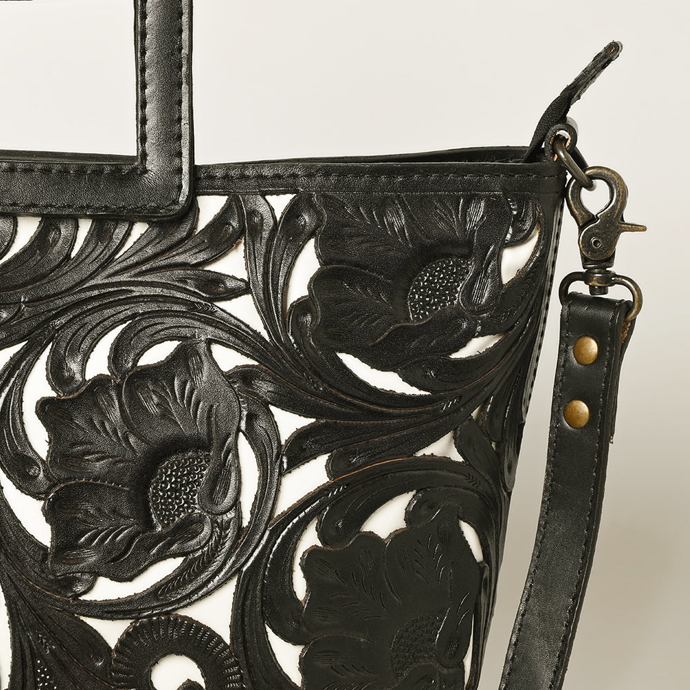 Ohlay Tote Hand Tooled Genuine Leather