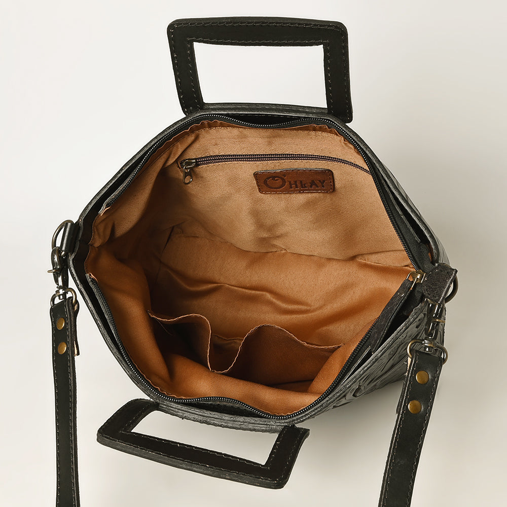 Ohlay Tote Hand Tooled Genuine Leather