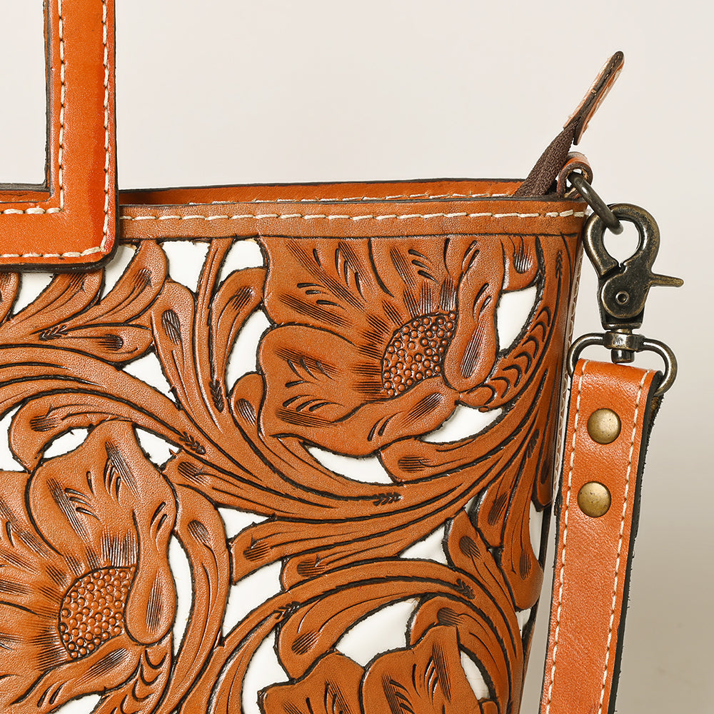 Ohlay Tote Hand Tooled Genuine Leather