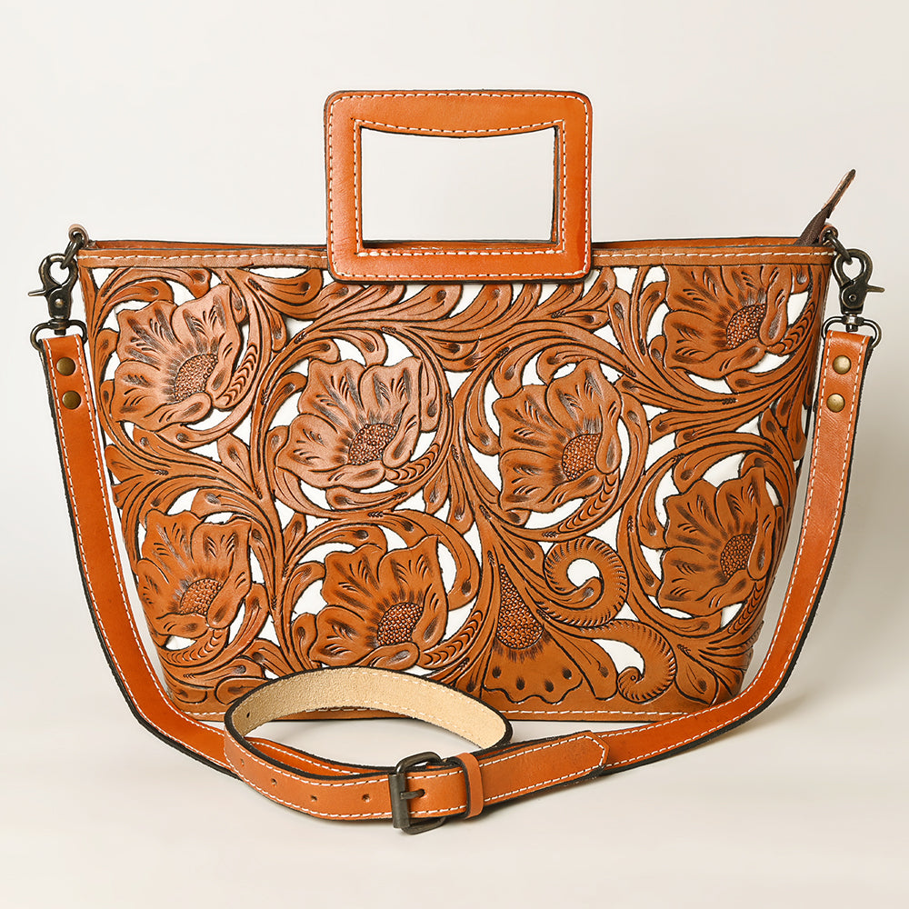 Ohlay Tote Hand Tooled Genuine Leather