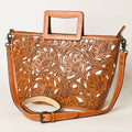 Ohlay Tote Hand Tooled Genuine Leather