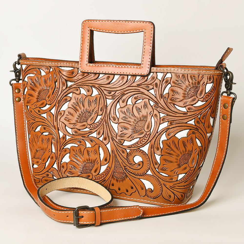 Ohlay Tote Hand Tooled Genuine Leather