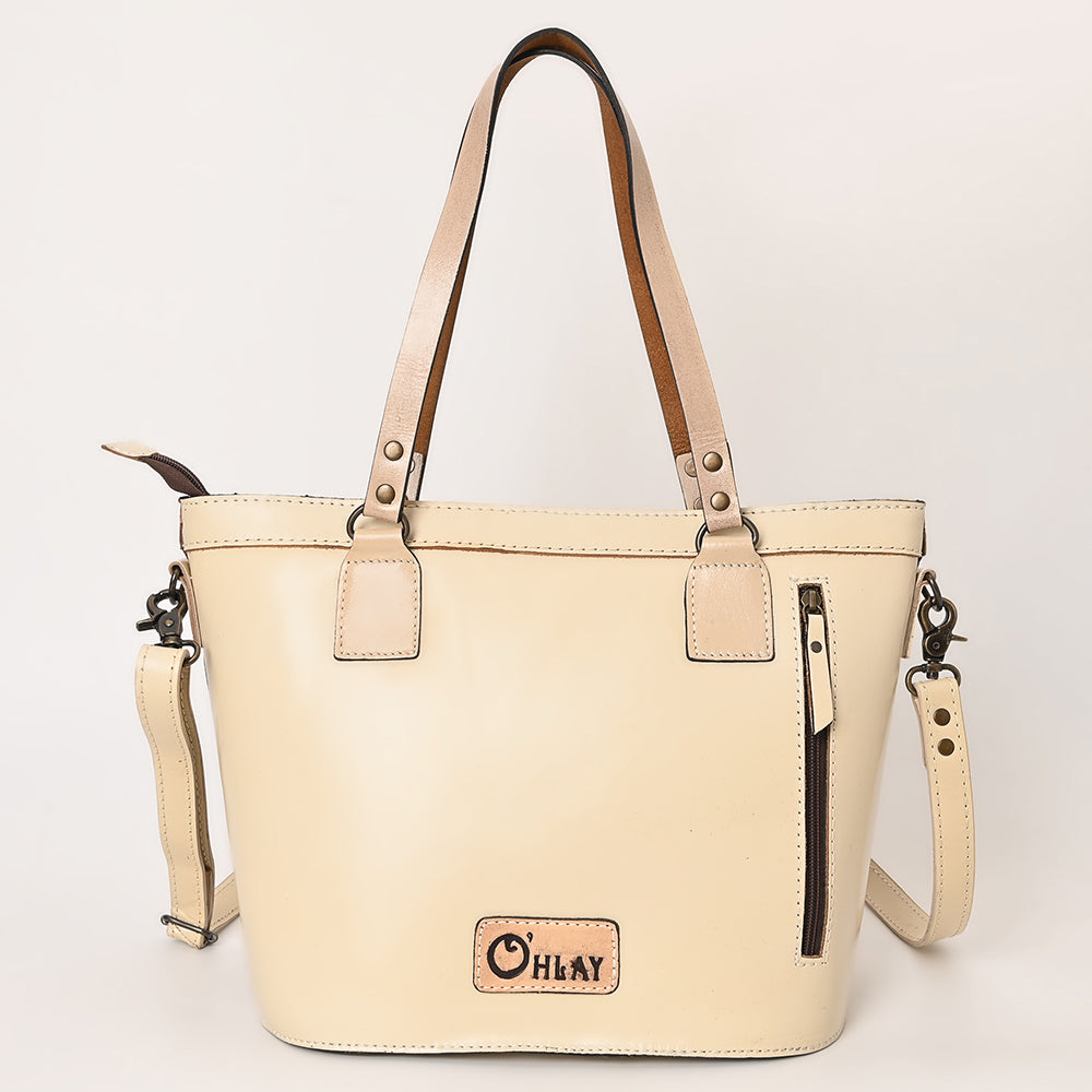 OHLAY Hand-Tooled Leather Tote