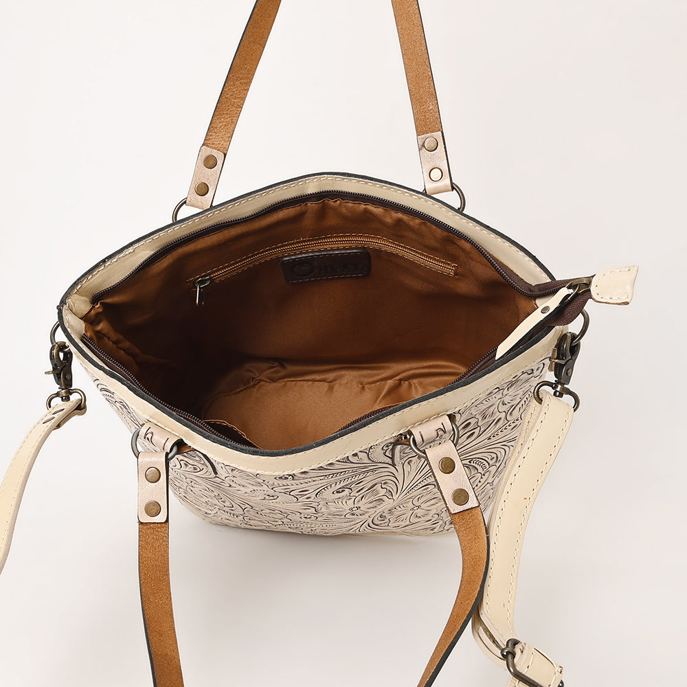 OHLAY Hand-Tooled Leather Tote