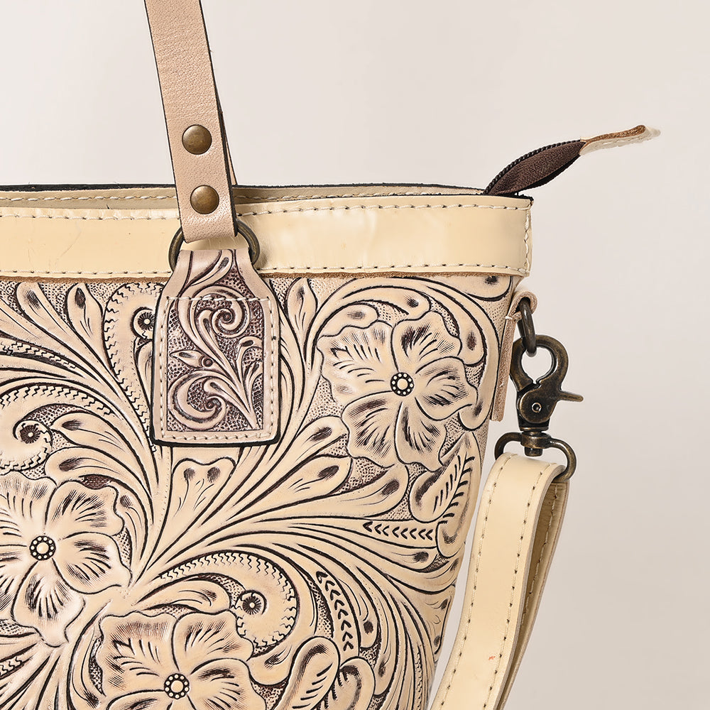 OHLAY Hand-Tooled Leather Tote