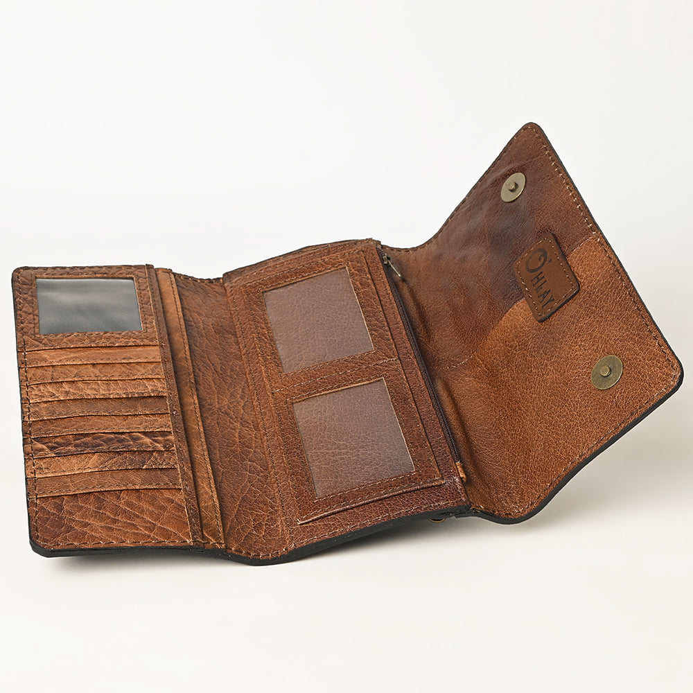 Ohlay Wallet Hand Tooled Genuine Leather