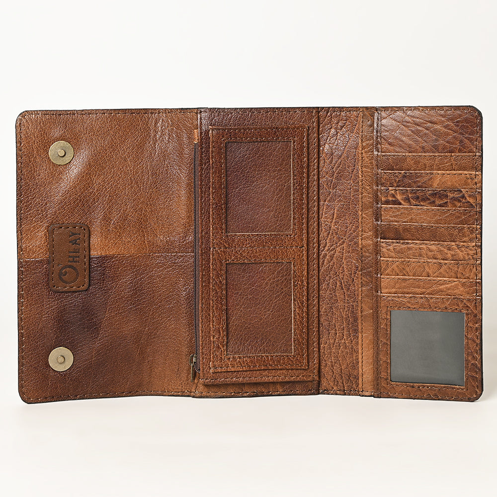Ohlay Wallet Hand Tooled Genuine Leather