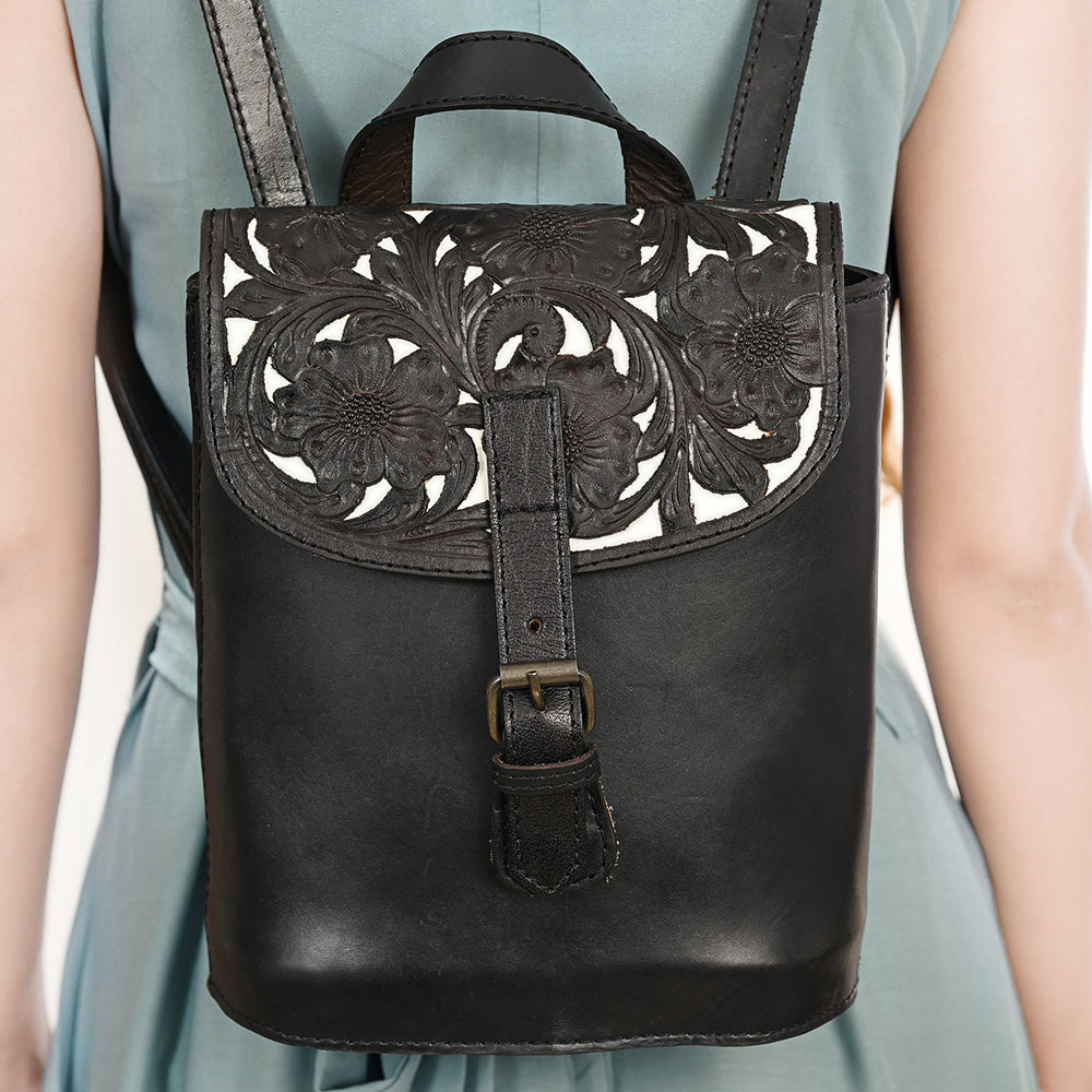 Ohlay Backpack Hand Tooled Genuine Leather