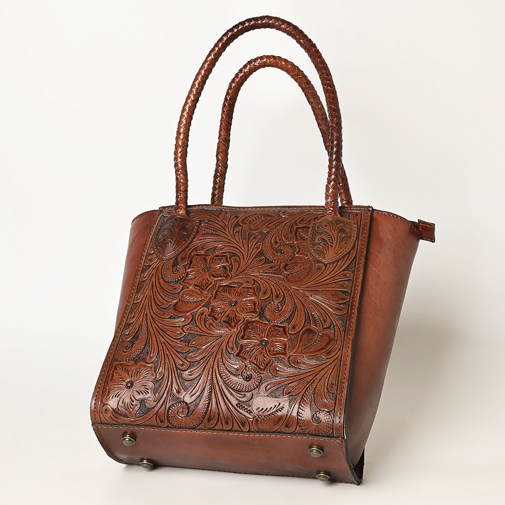 Ohlay Tote Hand Tooled Genuine Leather