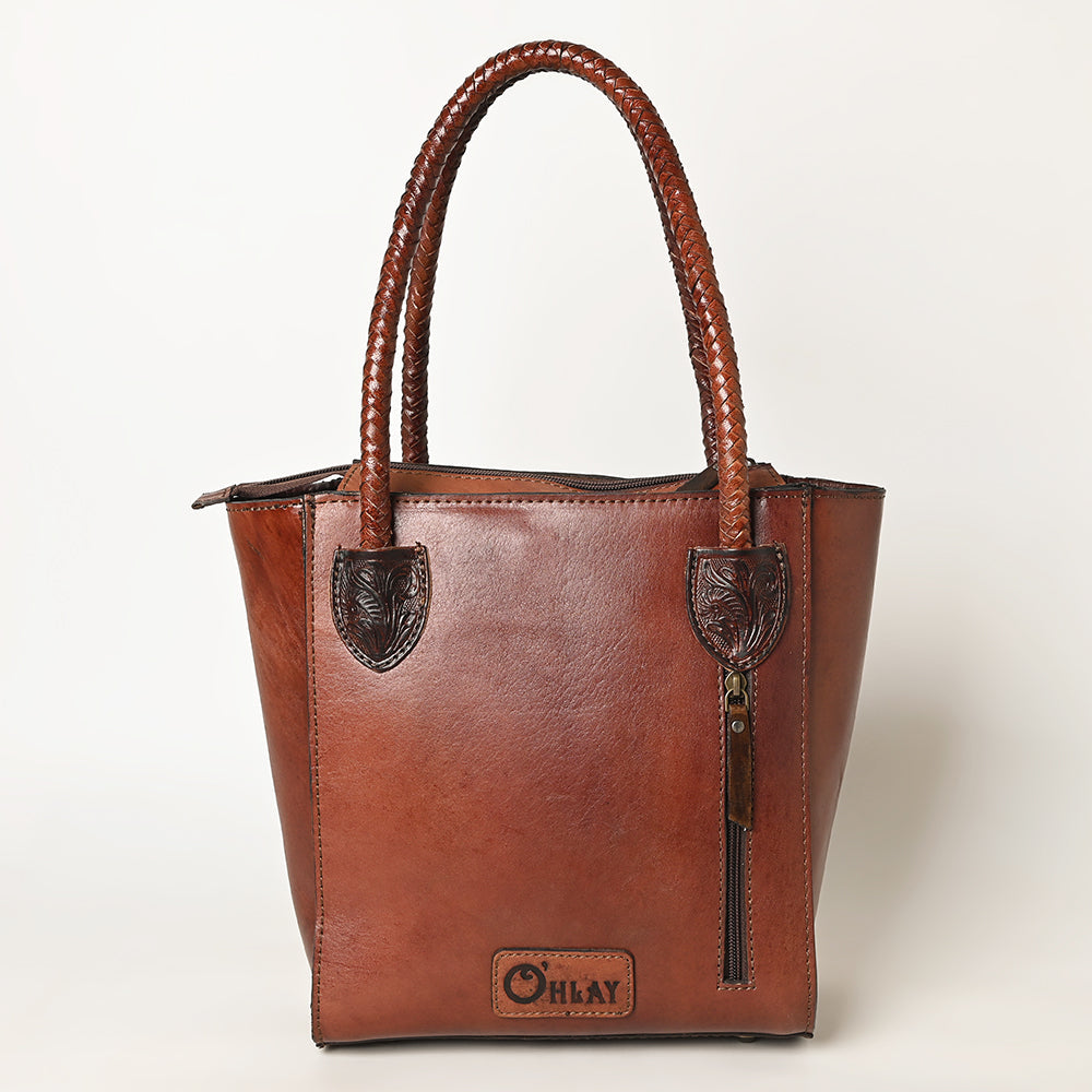 Ohlay Tote Hand Tooled Genuine Leather