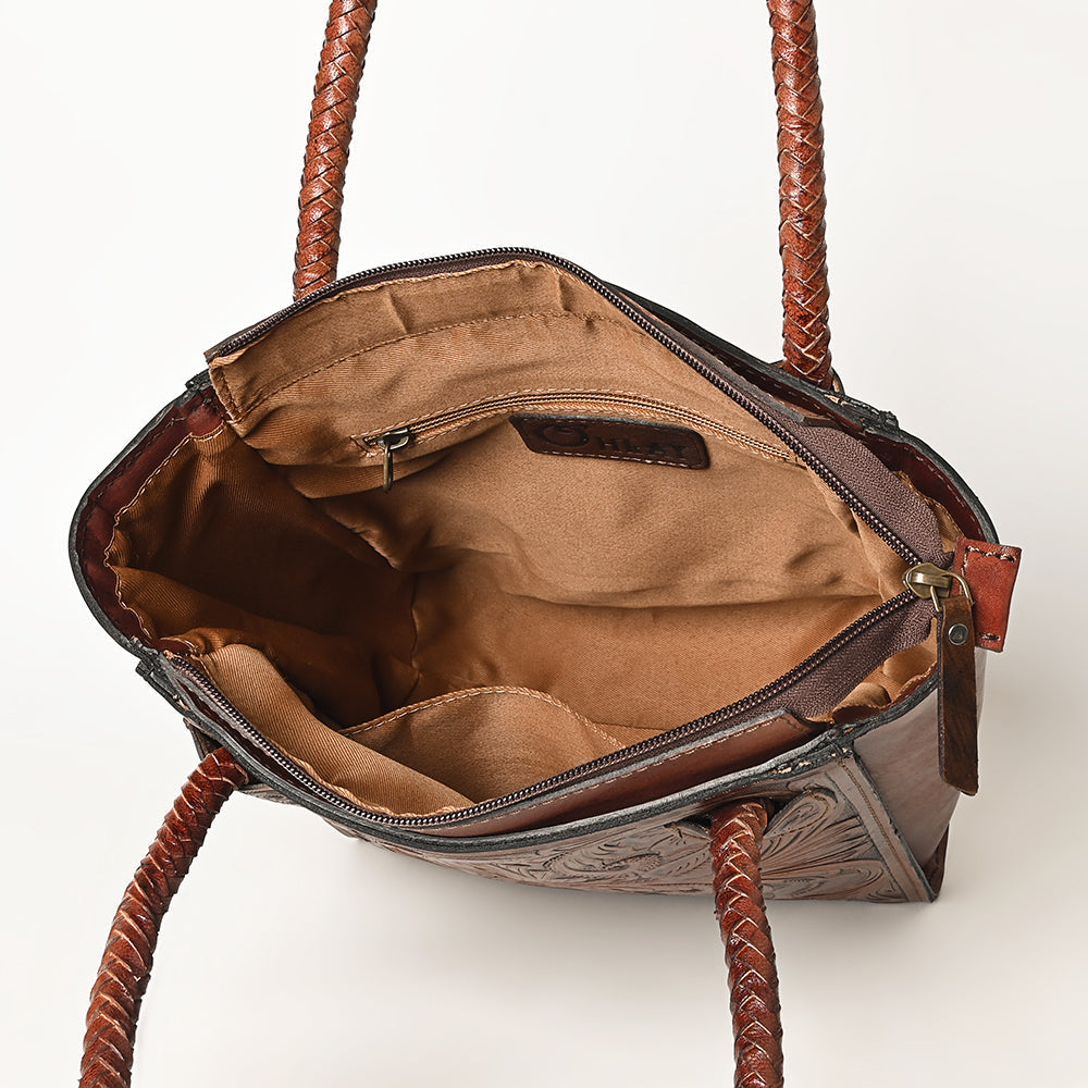Ohlay Tote Hand Tooled Genuine Leather