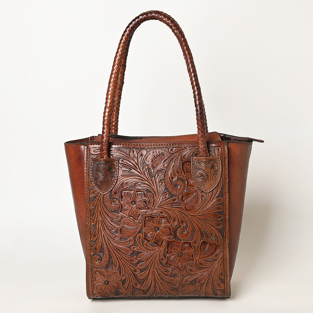 Ohlay Tote Hand Tooled Genuine Leather