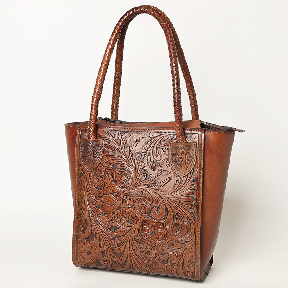 Ohlay Tote Hand Tooled Genuine Leather