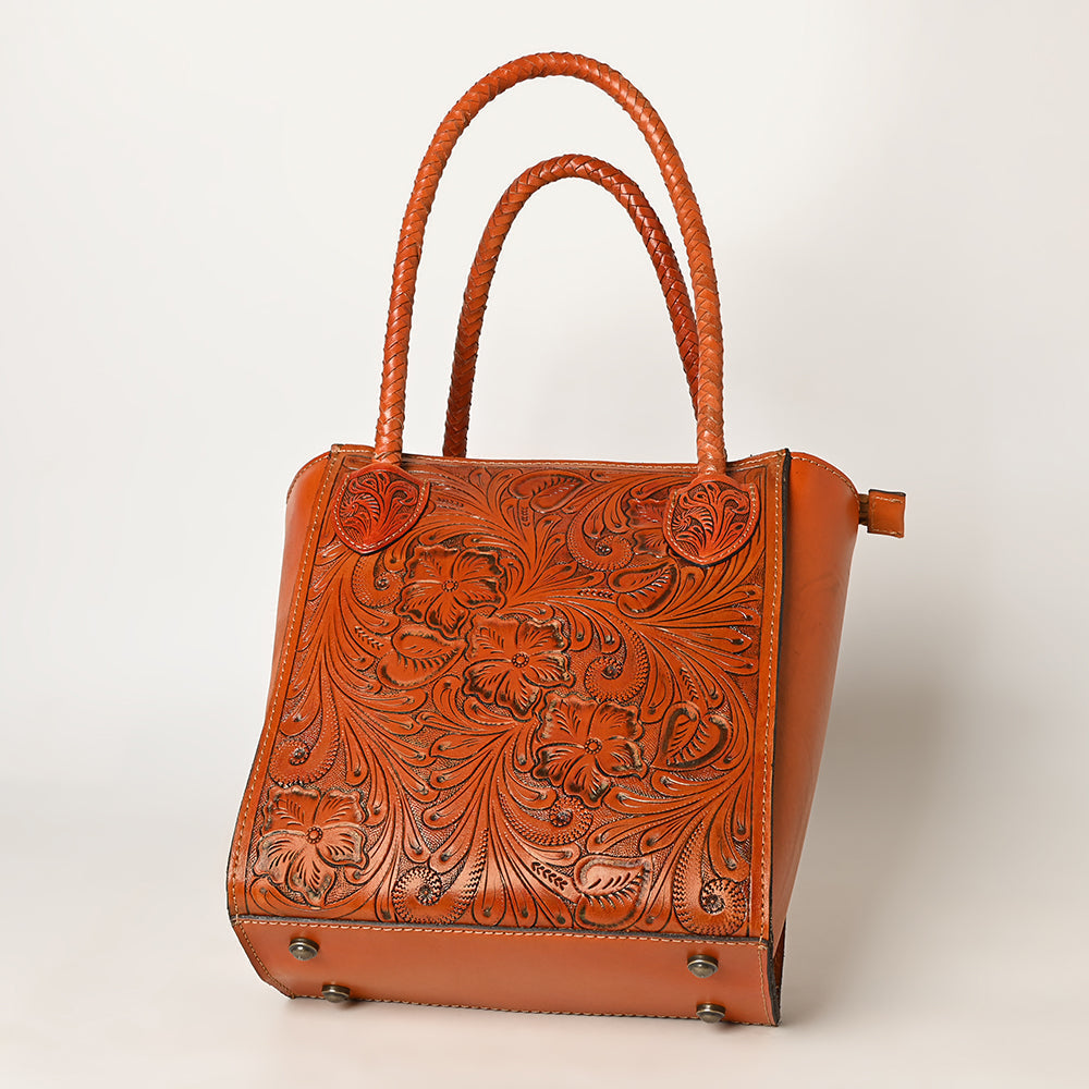 Ohlay Tote Hand Tooled Genuine Leather
