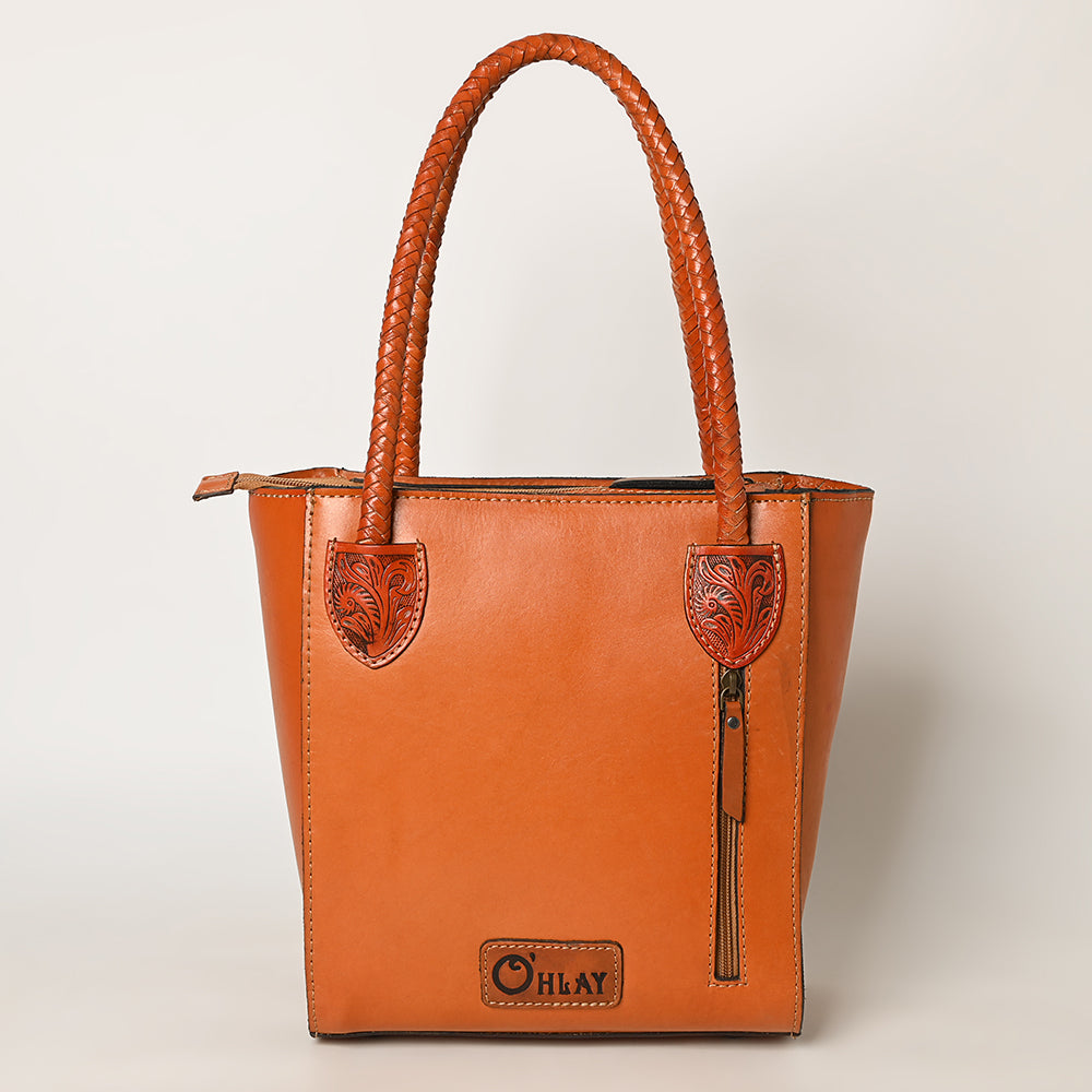 Ohlay Tote Hand Tooled Genuine Leather