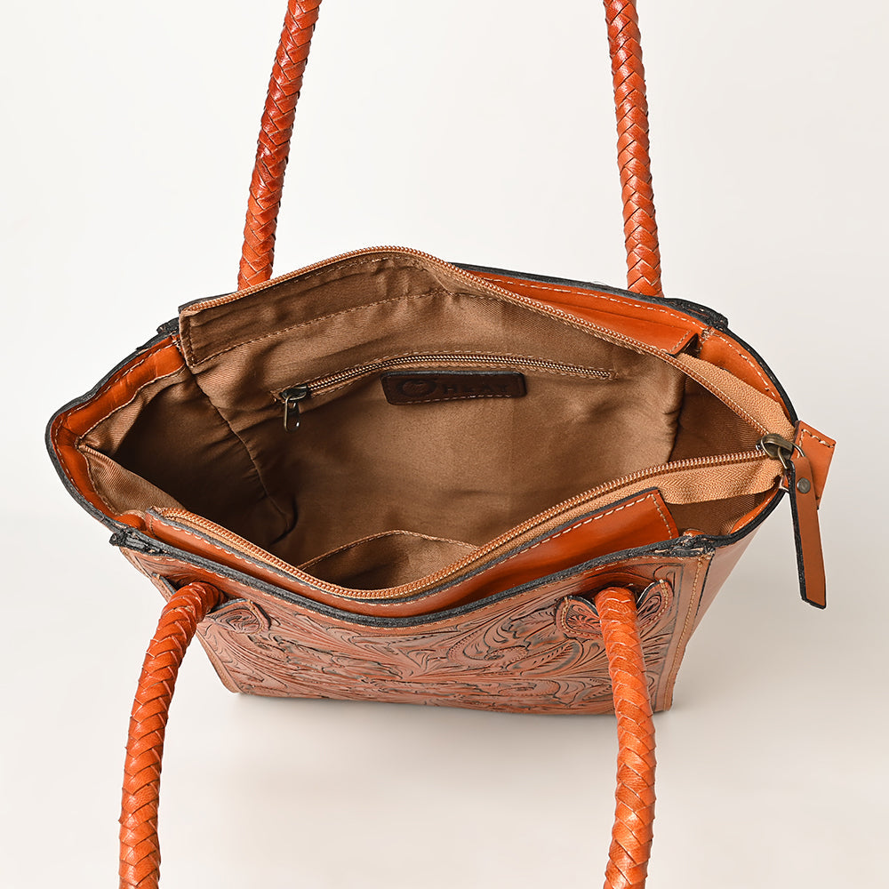 Ohlay Tote Hand Tooled Genuine Leather