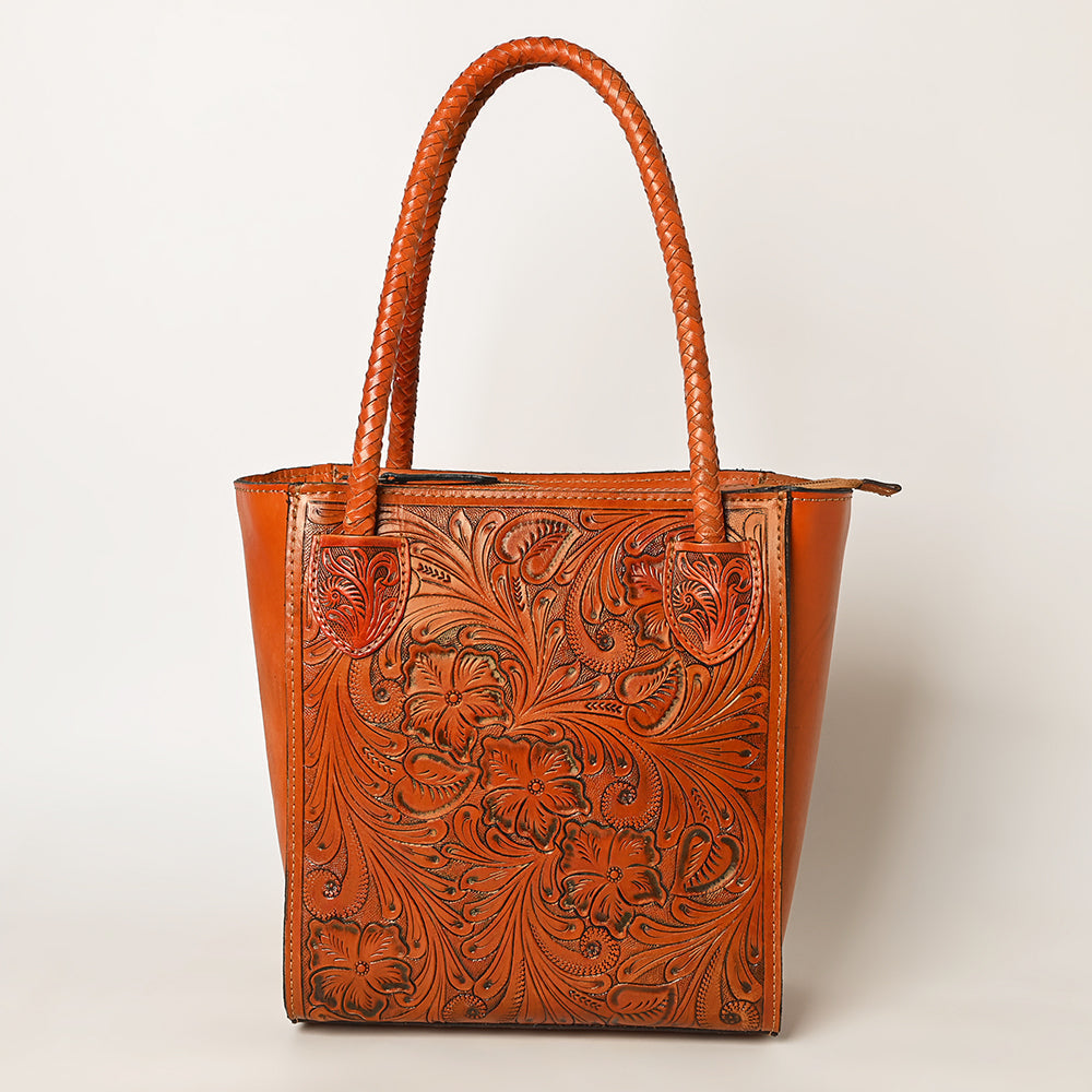 Ohlay Tote Hand Tooled Genuine Leather